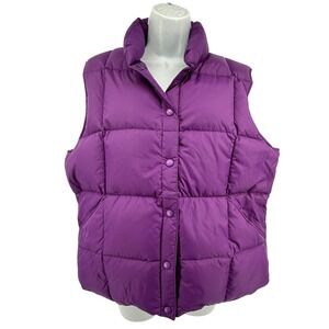Lands' End Down Puffer Vest Women L Royal Purple Outdoor Gorpcore Preppy Warm